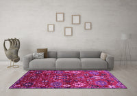 Machine Washable Oriental Pink Industrial Rug, wshurb2347pnk