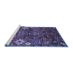 Sideview of Machine Washable Oriental Blue Industrial Rug, wshurb2347blu