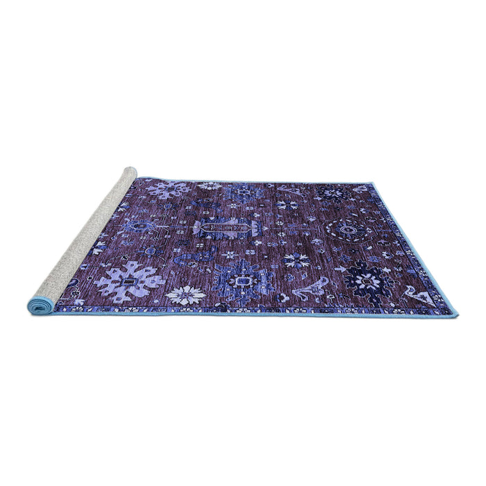 Sideview of Machine Washable Oriental Blue Industrial Rug, wshurb2347blu