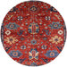 Round Mid-Century Modern Rose Purple Oriental Rug, urb2347