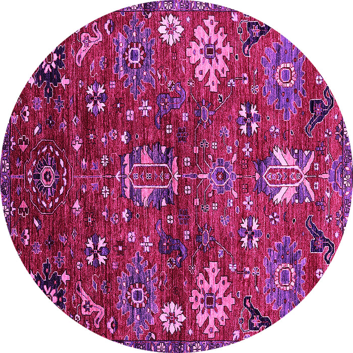 Round Machine Washable Oriental Pink Industrial Rug, wshurb2347pnk