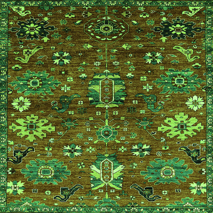 Square Oriental Green Industrial Rug, urb2347grn