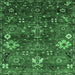 Square Machine Washable Oriental Emerald Green Industrial Area Rugs, wshurb2347emgrn