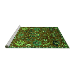 Sideview of Machine Washable Oriental Green Industrial Area Rugs, wshurb2347grn