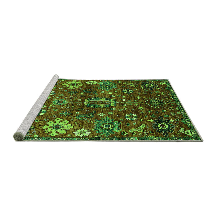 Sideview of Machine Washable Oriental Green Industrial Area Rugs, wshurb2347grn