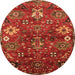 Round Oriental Orange Industrial Rug, urb2347org