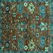 Square Oriental Turquoise Industrial Rug, urb2347turq