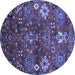 Round Oriental Blue Industrial Rug, urb2347blu