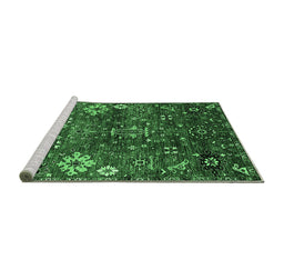 Sideview of Machine Washable Oriental Emerald Green Industrial Area Rugs, wshurb2347emgrn