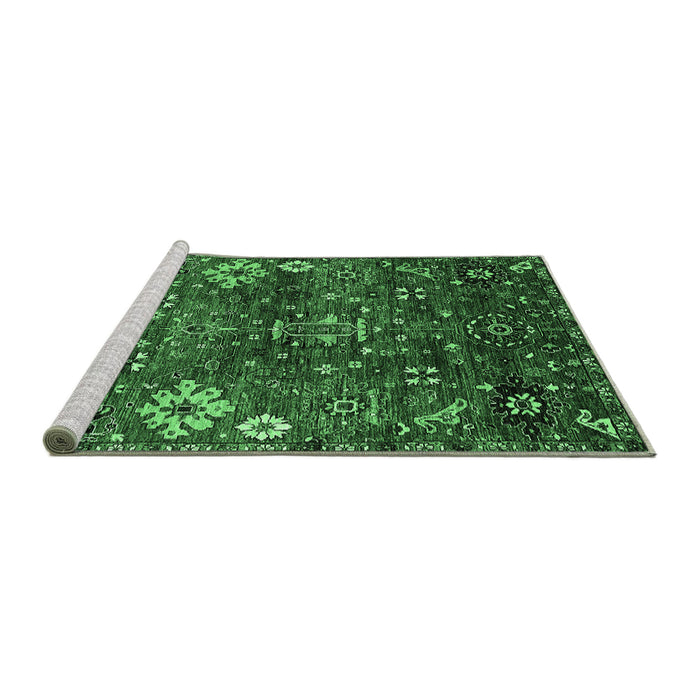Sideview of Machine Washable Oriental Emerald Green Industrial Area Rugs, wshurb2347emgrn