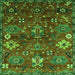 Square Machine Washable Oriental Green Industrial Area Rugs, wshurb2347grn