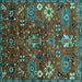 Square Machine Washable Oriental Turquoise Industrial Area Rugs, wshurb2347turq