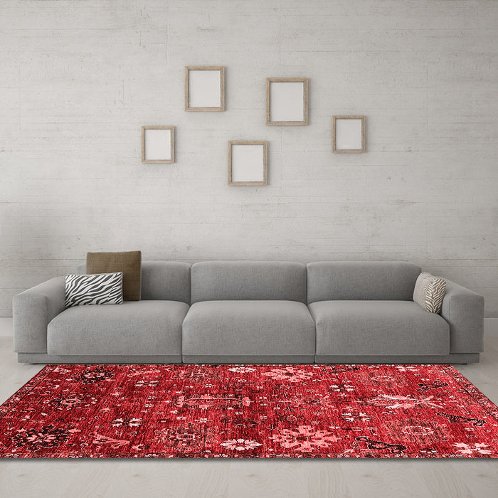 Industrial Red Washable Rugs