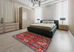 Mid-Century Modern Rose Purple Oriental Rug in a Bedroom, urb2347