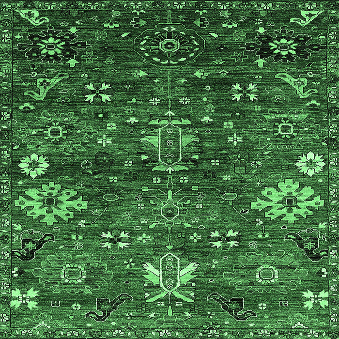 Square Oriental Emerald Green Industrial Rug, urb2347emgrn