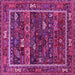 Square Machine Washable Oriental Pink Industrial Rug, wshurb2348pnk