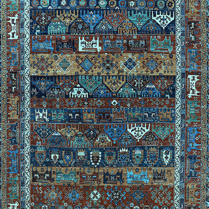 Machine Washable Oriental Light Blue Industrial Rug, wshurb2348lblu