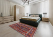 Mid-Century Modern Rose Purple Oriental Rug in a Bedroom, urb2348