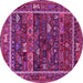 Round Machine Washable Oriental Pink Industrial Rug, wshurb2348pnk