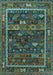Machine Washable Oriental Turquoise Industrial Area Rugs, wshurb2348turq