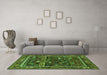 Machine Washable Oriental Green Industrial Area Rugs in a Living Room,, wshurb2348grn