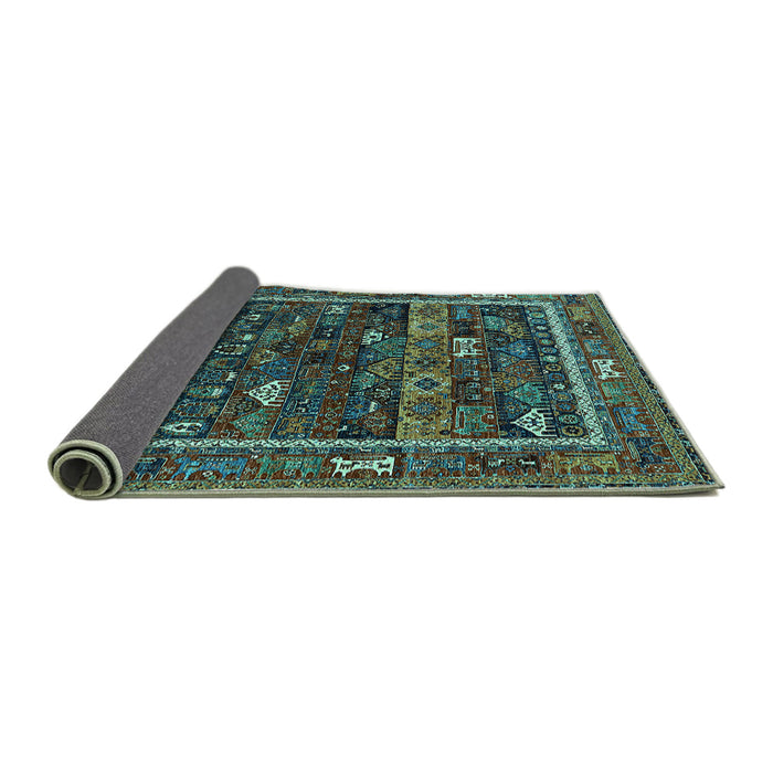 Sideview of Oriental Turquoise Industrial Rug, urb2348turq
