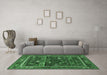 Machine Washable Oriental Emerald Green Industrial Area Rugs in a Living Room,, wshurb2348emgrn