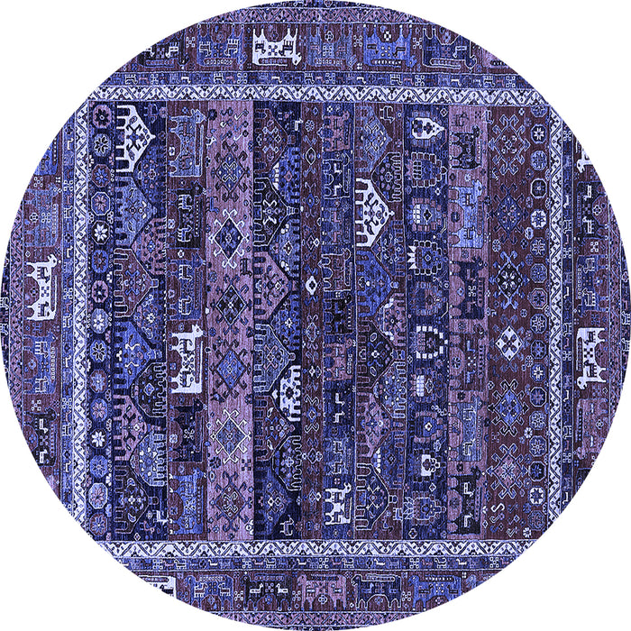 Round Oriental Blue Industrial Rug, urb2348blu