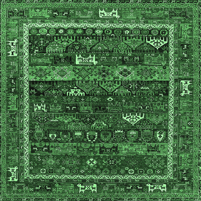 Square Machine Washable Oriental Emerald Green Industrial Area Rugs, wshurb2348emgrn
