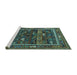Sideview of Machine Washable Oriental Turquoise Industrial Area Rugs, wshurb2348turq