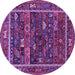 Round Machine Washable Oriental Purple Industrial Area Rugs, wshurb2348pur