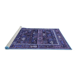 Sideview of Machine Washable Oriental Blue Industrial Rug, wshurb2348blu