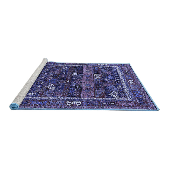 Sideview of Machine Washable Oriental Blue Industrial Rug, wshurb2348blu