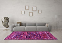 Machine Washable Oriental Pink Industrial Rug, wshurb2348pnk