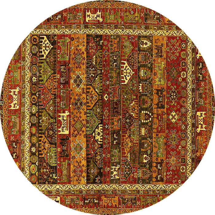 Round Oriental Yellow Industrial Rug, urb2348yw