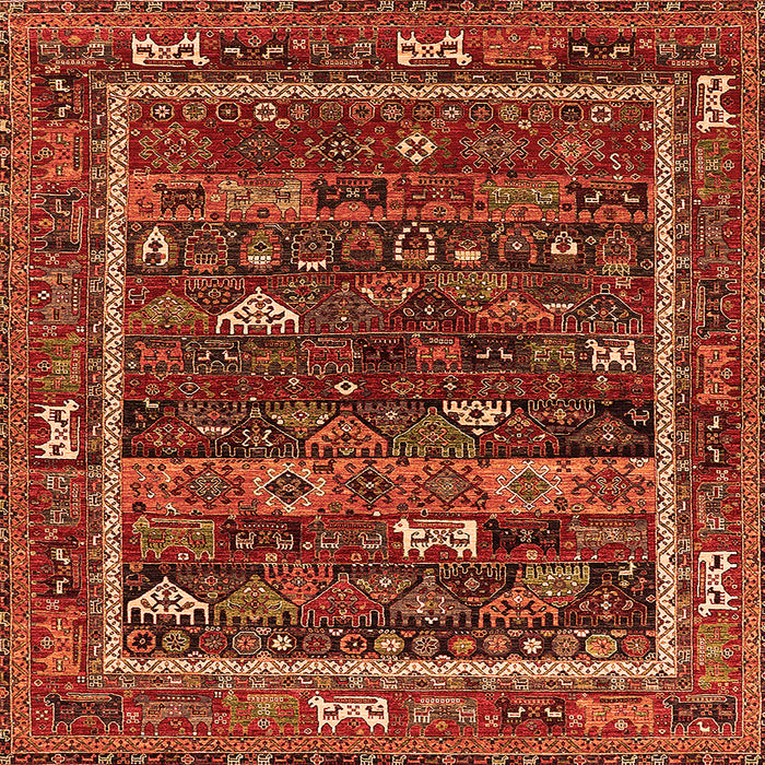 Square Oriental Orange Industrial Rug, urb2348org