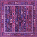 Square Machine Washable Oriental Purple Industrial Area Rugs, wshurb2348pur