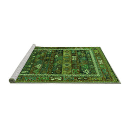 Sideview of Machine Washable Oriental Green Industrial Area Rugs, wshurb2348grn