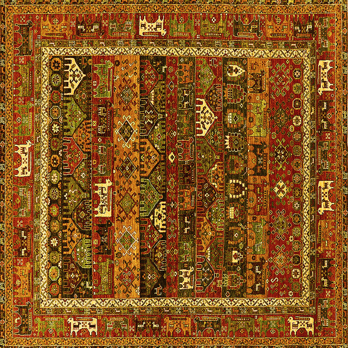 Square Machine Washable Oriental Yellow Industrial Rug, wshurb2348yw