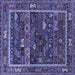 Square Machine Washable Oriental Blue Industrial Rug, wshurb2348blu