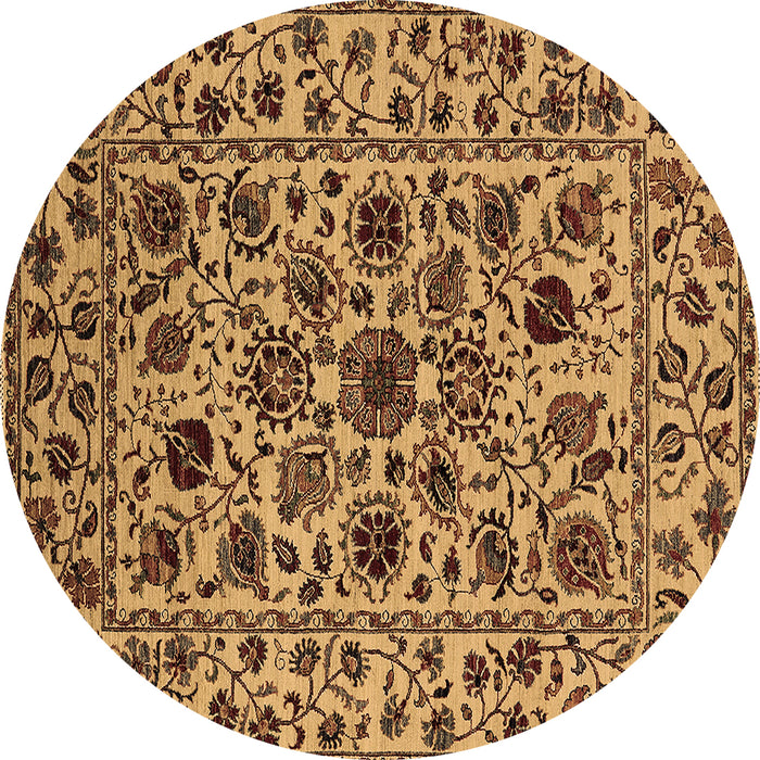 Round Machine Washable Oriental Brown Industrial Rug, wshurb2349brn
