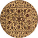 Round Machine Washable Oriental Brown Industrial Rug, wshurb2349brn