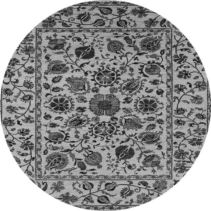 Round Machine Washable Oriental Gray Industrial Rug, wshurb2349gry