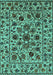 Machine Washable Oriental Turquoise Industrial Area Rugs, wshurb2349turq