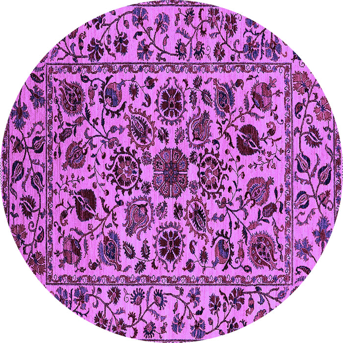 Round Machine Washable Oriental Purple Industrial Area Rugs, wshurb2349pur