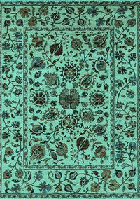 Oriental Turquoise Industrial Rug, urb2349turq