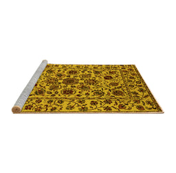 Sideview of Machine Washable Oriental Yellow Industrial Rug, wshurb2349yw