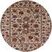 Round Mid-Century Modern Red Brown Oriental Rug, urb2349