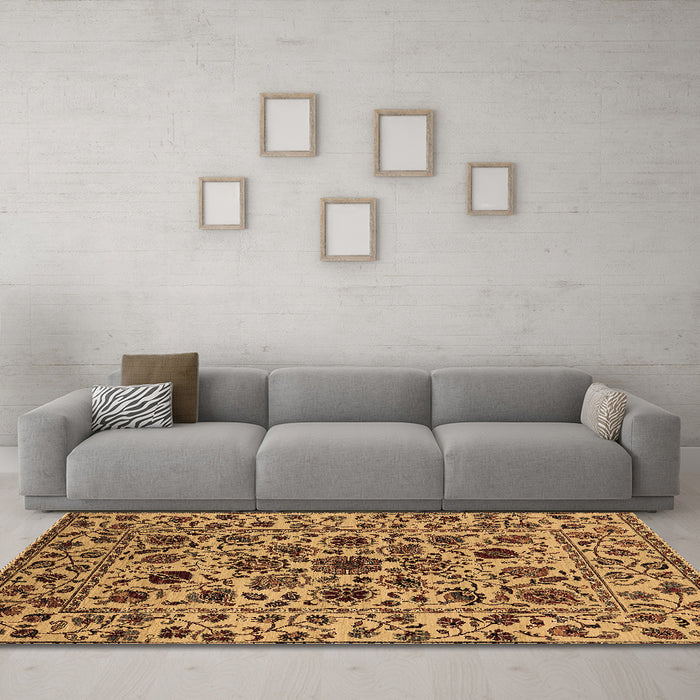 Machine Washable Oriental Brown Industrial Rug in a Living Room,, wshurb2349brn