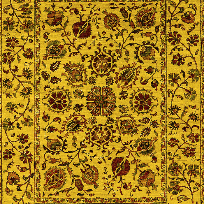 Machine Washable Oriental Yellow Industrial Rug, wshurb2349yw